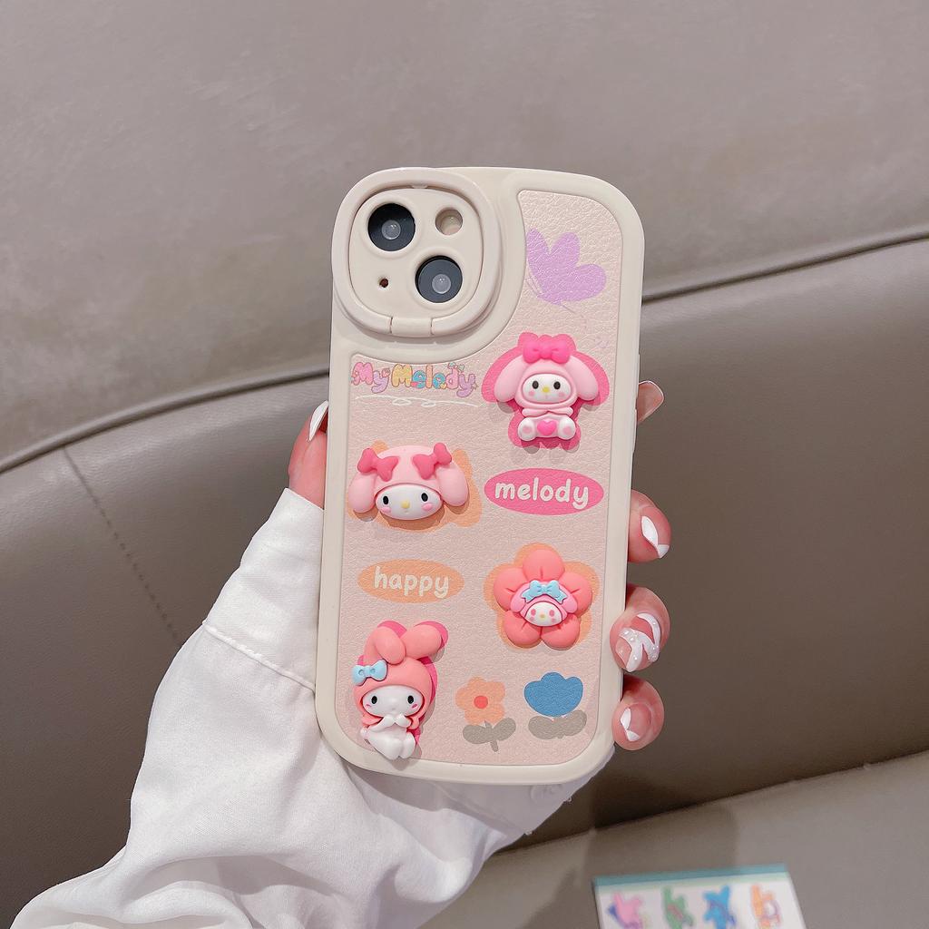 Ốp Điện Thoại Da Có Giá Đỡ Hình Búp Bê melody 3D Cho IPhone 14promax 14pro 13promax 12 11