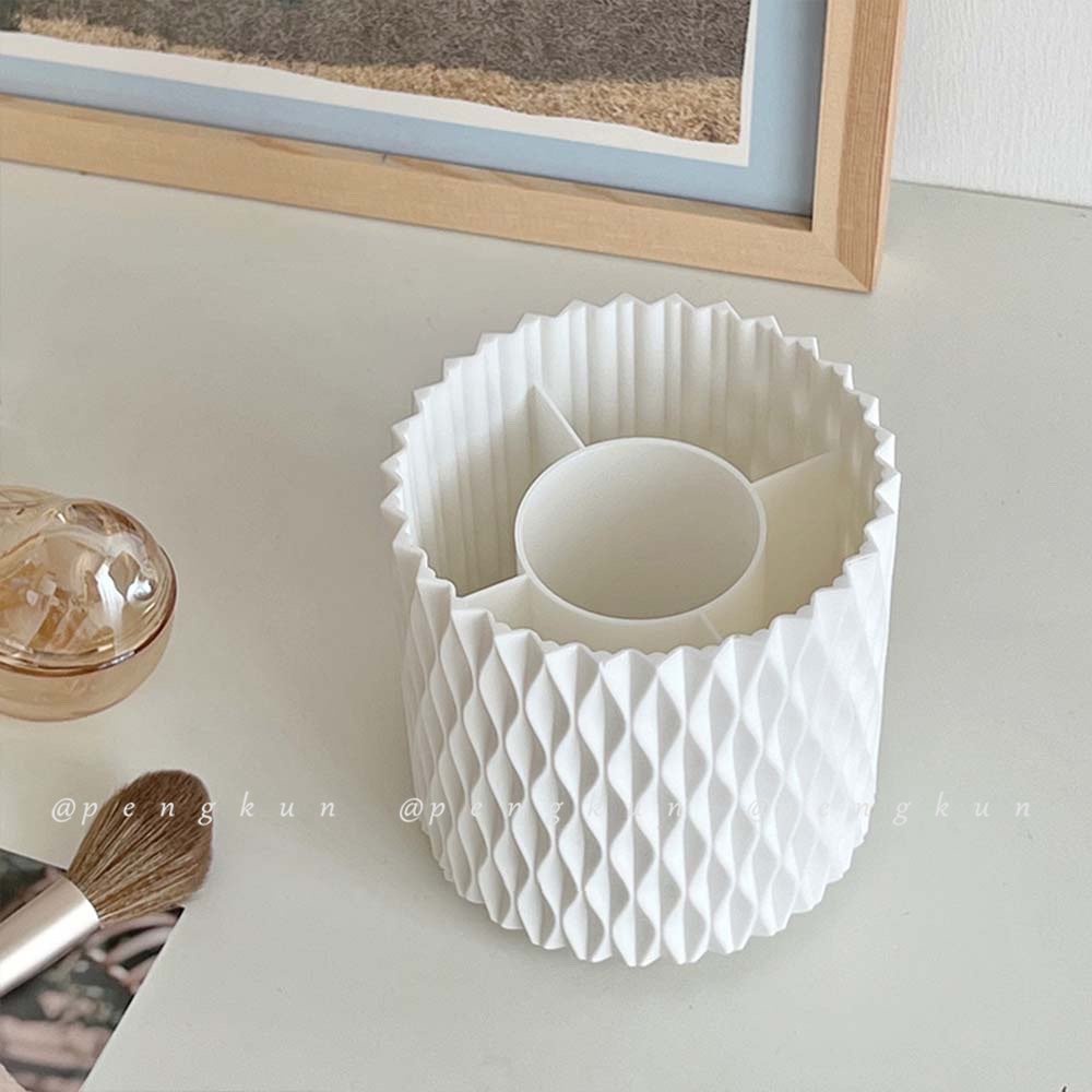 Xô Đựng Cọ Trang Điểm / Bút Trang Điểm Sức Chứa Lớn Màu Trắng Kiểu Xoay Được Đơn Giản