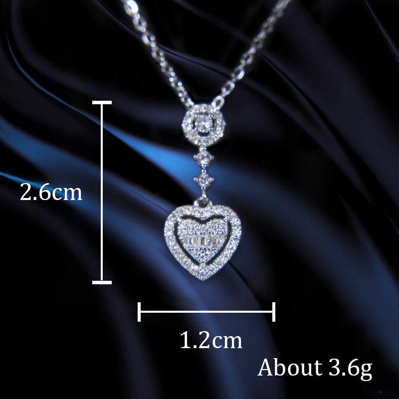 Dây Chuyền Mạ Bạc Mặt Hình Trái Tim Đính Đá Pha Lê 46cm