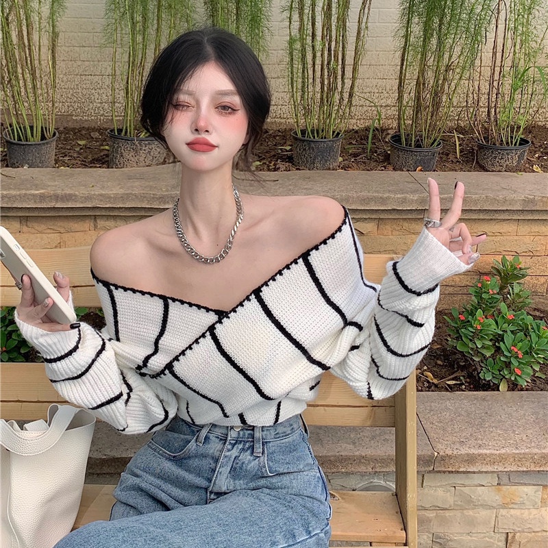 IELGY Áo Dệt Kim Trễ Vai Phong Cách Phương Tây Thời Trang Cho Nữ