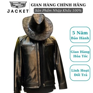 Áo khoác nam da bò JACKET,áo khoác da cao cấp 2 KL,chất liệu da bò tấm nguyên bản,lót lông lỉ,fomr đứng, bảo hành 5 năm