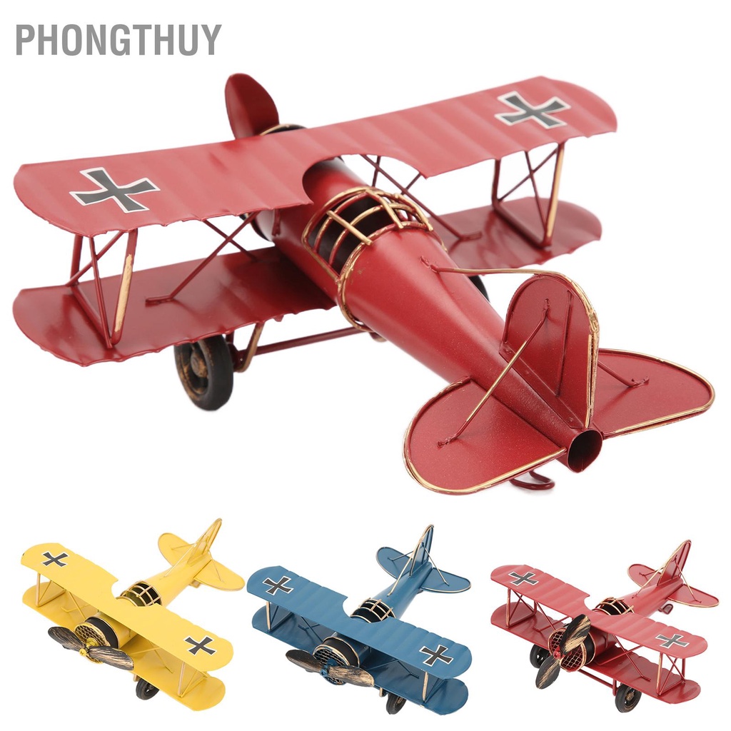 Mô Hình Máy Bay Bằng Sắt Phong Cách Retro Tinh Tế Vintage Thủ Công Trang Trí Nhà Cửa Quán Cà Phê
