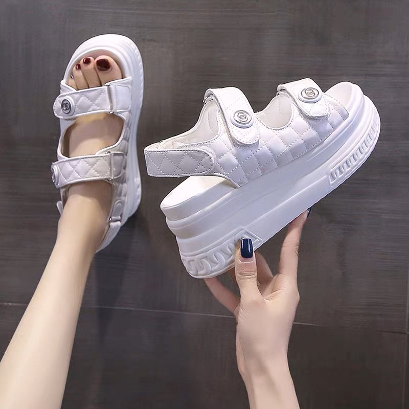 Dép SANDAL ĐỘN ĐẾ 7cm nữ hai quai da siêu hot trẻ trung năng động MSPSD019