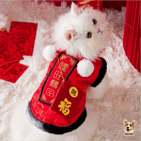 Áo Tết Thú Cưng 2023 - Quần áo Tết Chó Mèo - Áo Mèo Tết