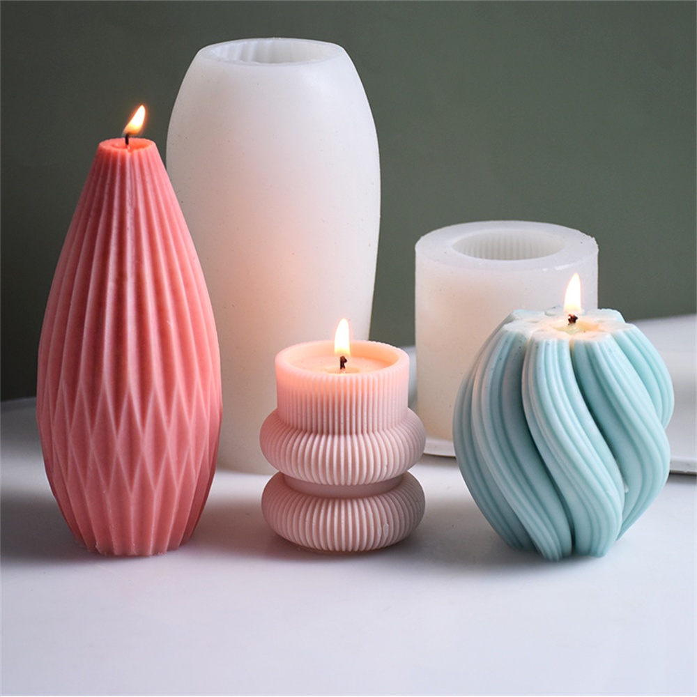 Khuôn Silicone Làm Nến Thơm Hình Trụ Kẻ Sọc Xoay Được Trang Trí Nhà Cửa / Tiệc Cưới