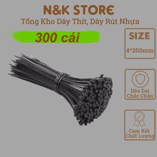 Bịch 265c dây rút nhựa 4x200mm, dây thít dài 20cm, lạt nhựa buộc siêu chắc