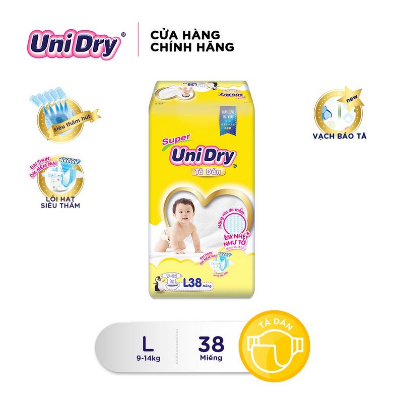 Tã dán UniDry Siêu khô thoáng size S48/M42/S48/XL34