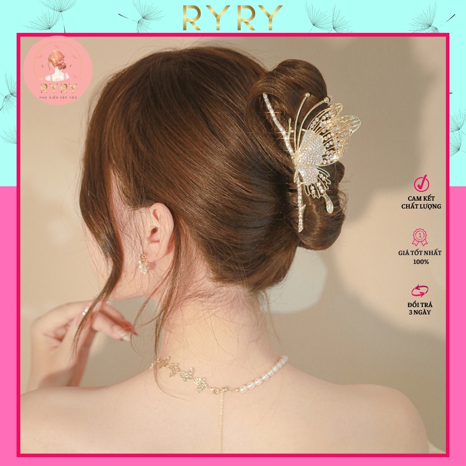 Kẹp Tóc Hình Bướm Đính Đá Bằng Kim Loại Xinh Xắn- Hottrend