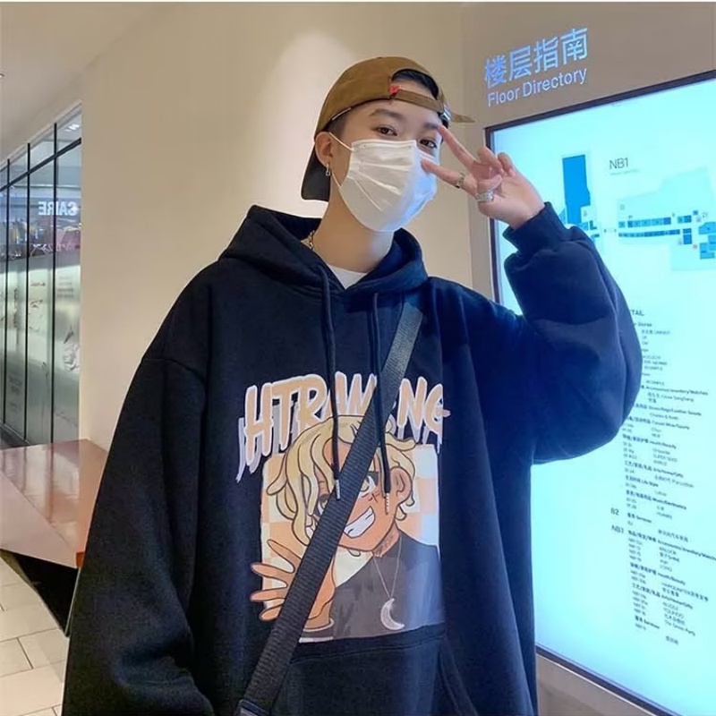 Áo hoodie Dài Tay In Họa Tiết Hoạt Hình Phong Cách Hàn Quốc Dành Cho Nam Và Nữ