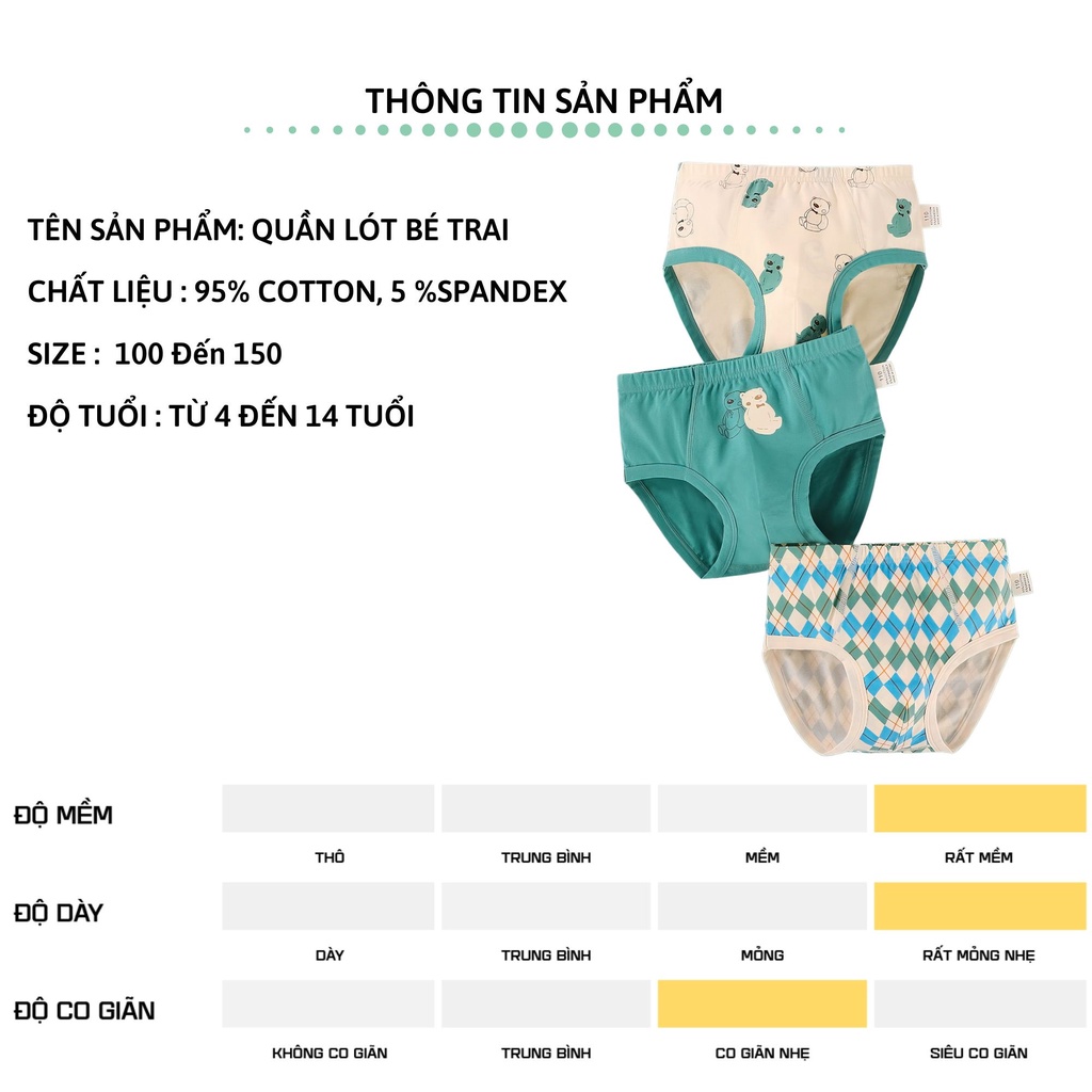 Set 3 quần lót bé trai tam giác 27kids chip nam vải khử khuẩn công nghệ mới họa tiết dễ thương BSUW2