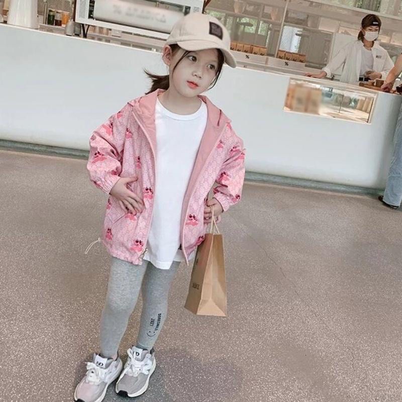 Áo gió báo hồng mặc 2 mặt cho bé gái