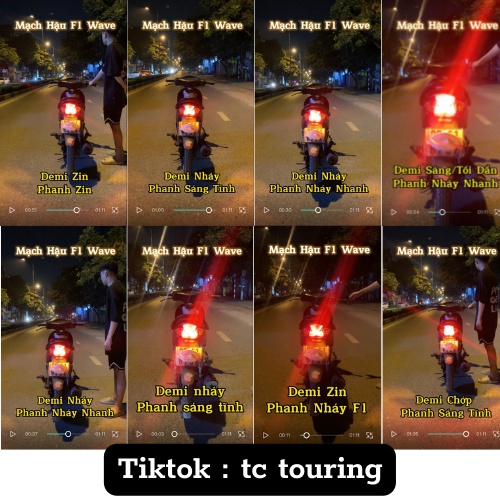 Nháy Hậu T15 Mạch 10 Chế Độ Đỉnh Cao Ánh Sáng Hậu Nháy LED T15 Wave,Sirius,Dream,Cub,.. TC Touring