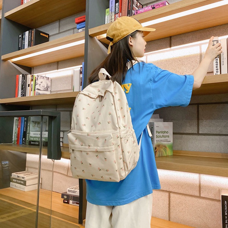 MISCHA Ba Lô Vải canvas Sức Chứa Lớn In Họa Tiết Thời Trang Đơn Giản Dễ Phối Đồ