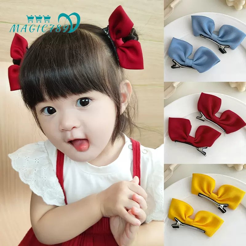 1 Cặp Kẹp Tóc Nơ 3D Bằng Lụa Phong Cách Hàn Quốc Thời Trang Xinh Xắn Dành Cho Bé Gái Magic789
