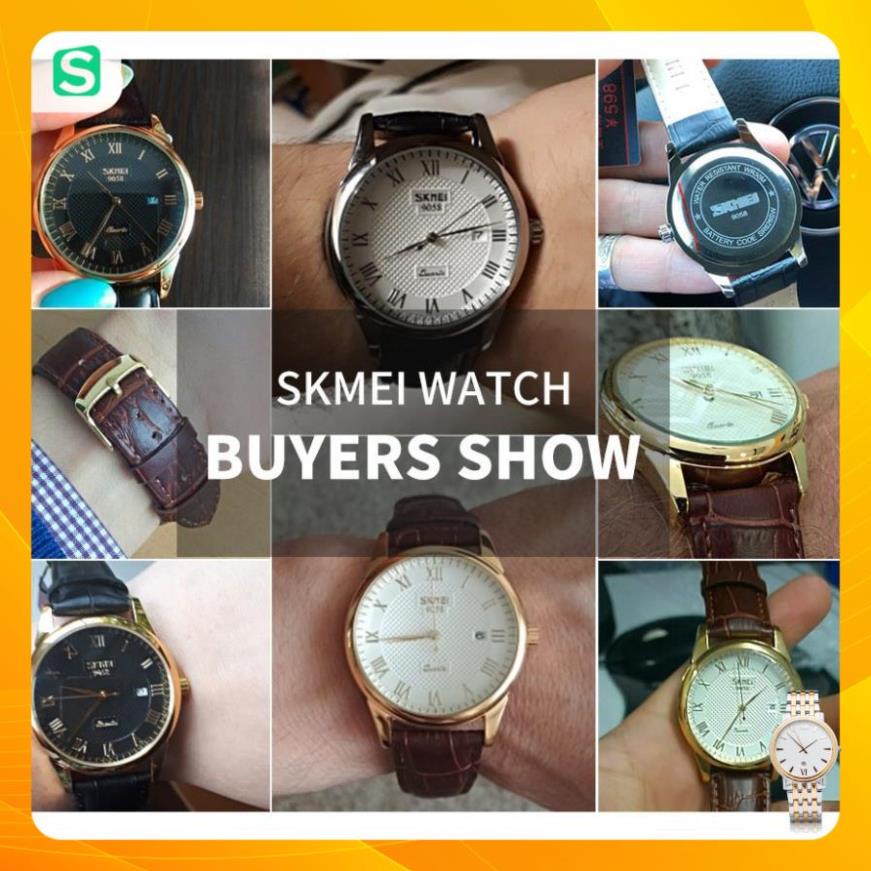 Đồng hồ đôi SKMEI chính hãng 9058 dây da chống nước cao cấp