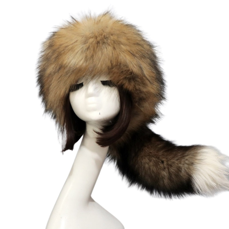 Mũ Trùm Đầu Vải Lông Dày Dặn Giữ Ấm Mùa Đông Có Đuôi Ushanka Phong Cách Nga Dành Cho Nữ