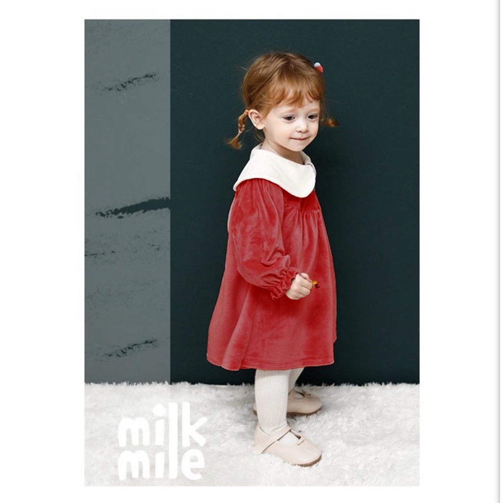 Váy nhung cổ thêu hình thỏ cho bé VMI005