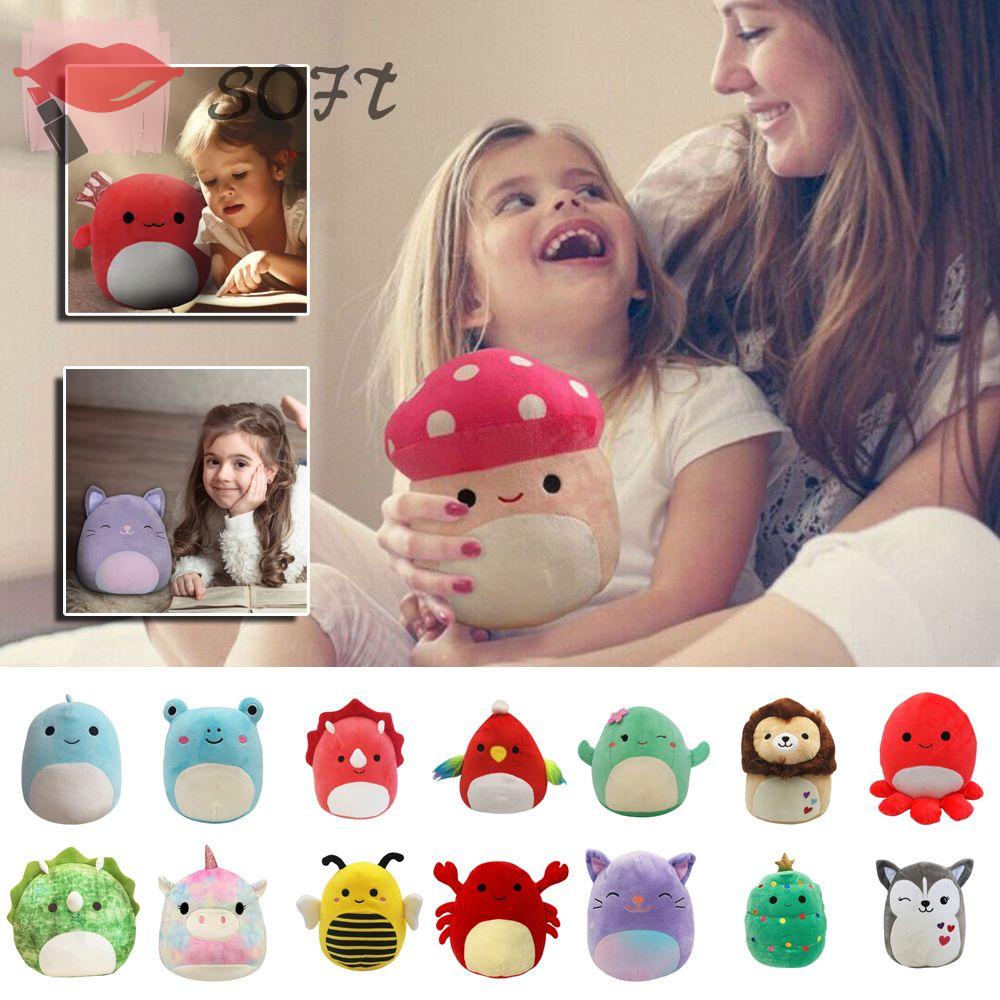 SOFTNESS 20-25cm Squishmallow Pillow Cute Dinosaur Dog Cat Frog Santa Soft Stuffed Animal Plushie Doll