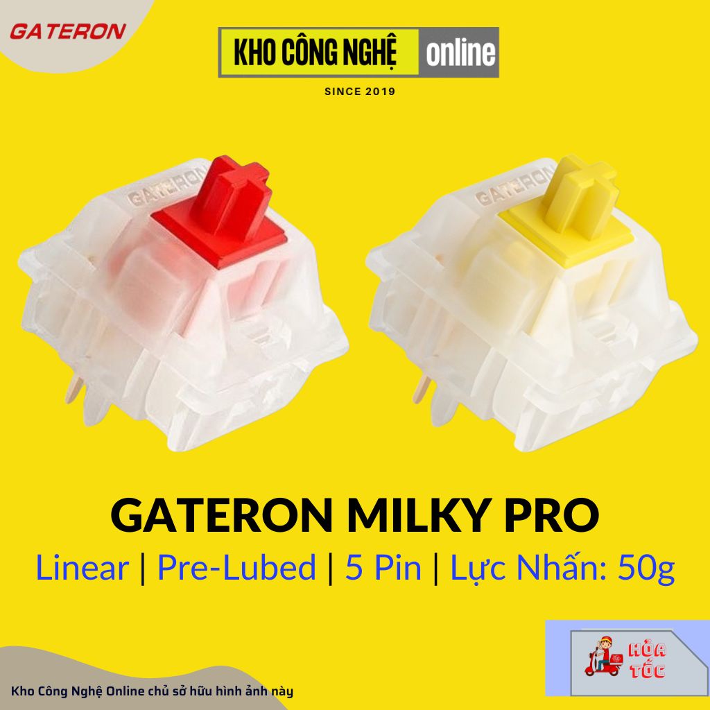 Switch Gateron Milky Yellow Pro Switch dùng cho bàn phím cơ