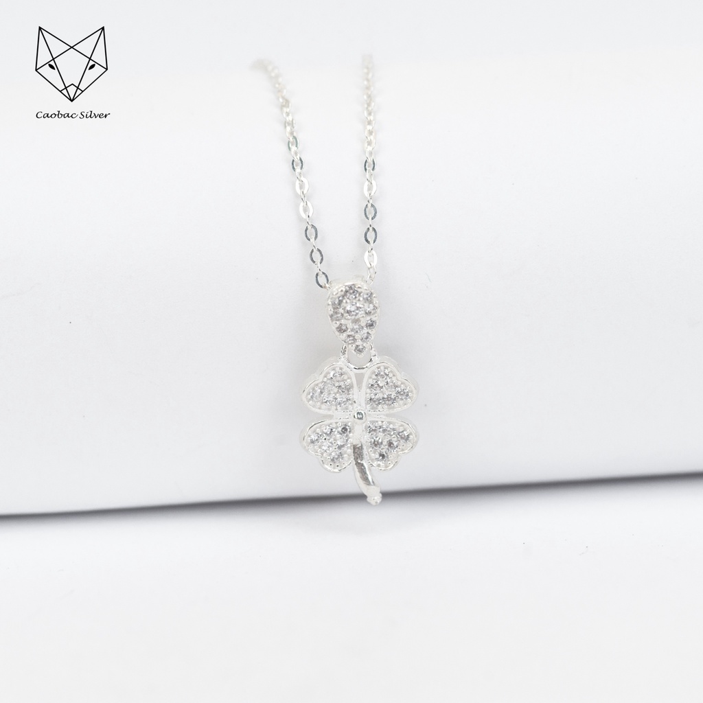 Dây Chuyền Bạc Ta Nữ CaoBac Silver Bốn Lá Đính Đá Lấp Lánh Xinh Xắn Cho Bạn Nữ - Trang Sức Cáo Bạc JEWELLERY
