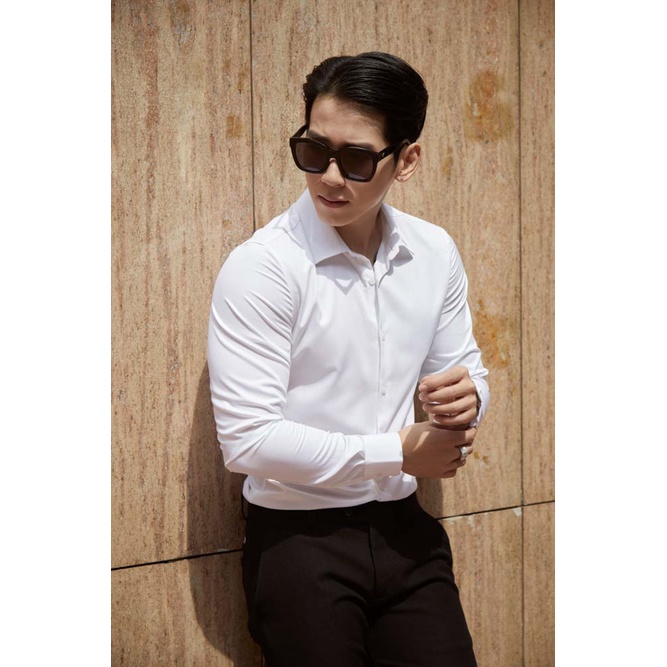 Áo sơ mi nam cao cấp màu trắng tay dài- TOI ATELIER ( Cotton LỤA)