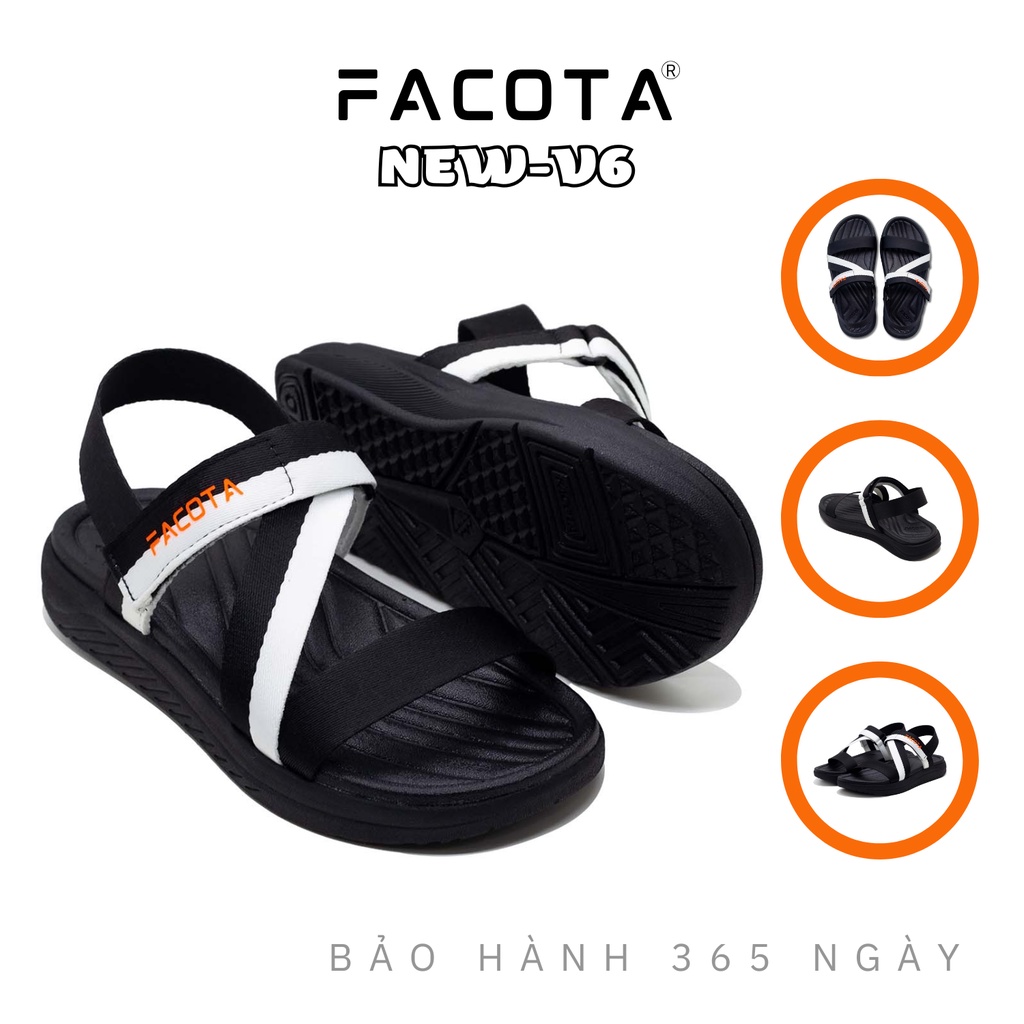 FACOTA │Giày Sandal Unisex thể thao Facota V6 R14 - SỌC PHỐI ĐEN TRẮNG