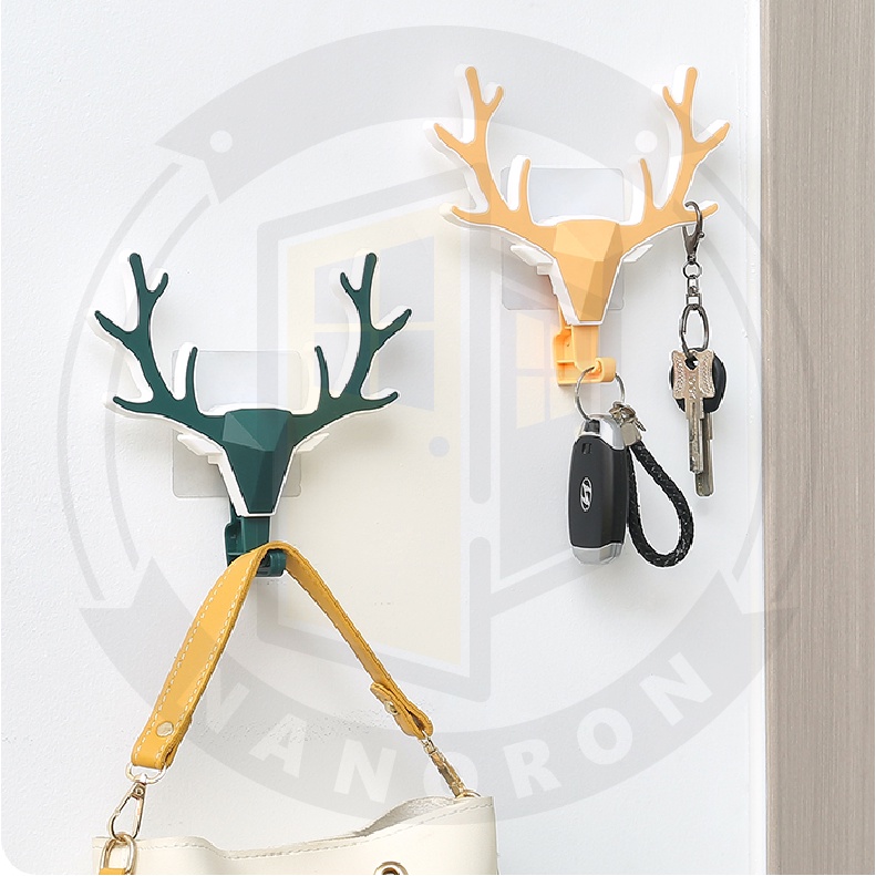 Móc treo dán tường đa năng hình đầu hươu ⭐ Treo chìa khóa đa năng chịu lực tốt treo tường chắc chắn NANORON
