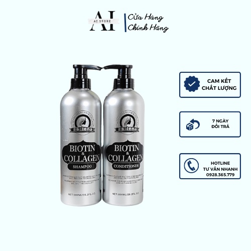 Cặp Dầu Gội Xả Biotin Collagen Selena Giảm Rụng Tóc,Phục Hồi Tóc Khô Xơ, Hư Tổn. AI STORE