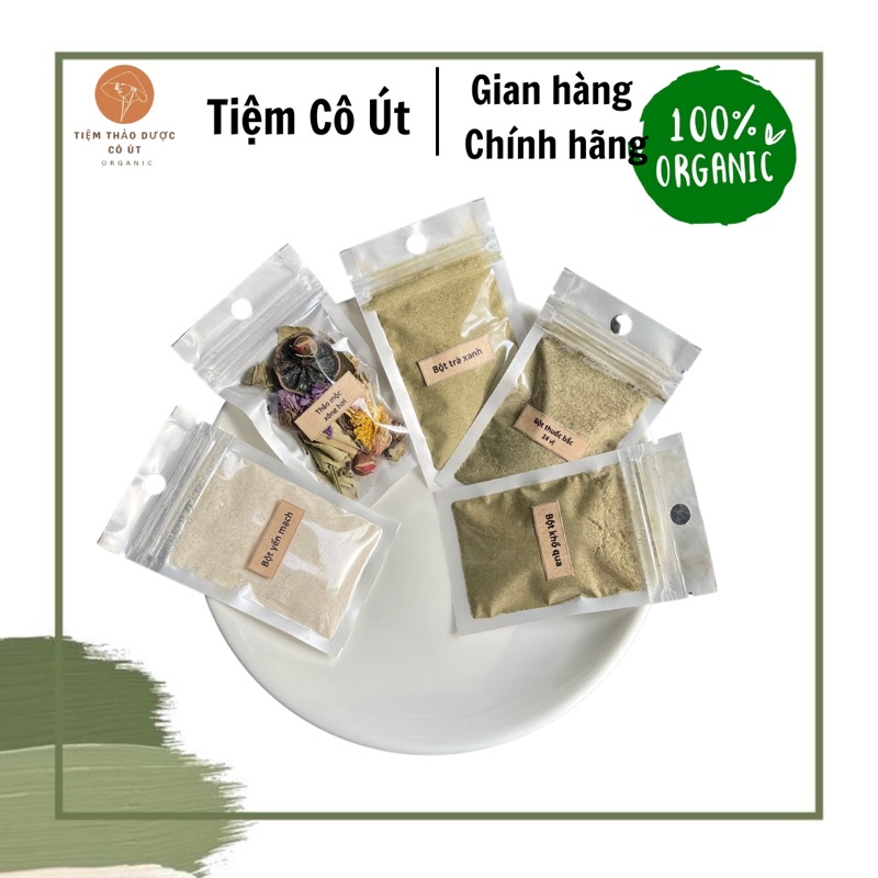 Xông mặt thảo dược, mặt nạ bột yến mạch, bột thuốc bắc 24 vị, bột trà xanh và bột khổ qua