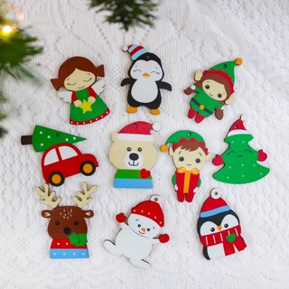 Combo phụ kiện 10 món trang trí cây thông noel bằng gỗ siêu đáng yêu