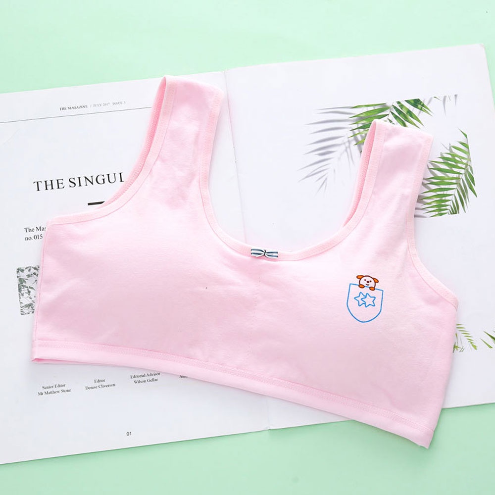 ♥Tigo♥ Kids Girls Bra Cotton Thin Strap Solid Color Teen Girls Bra Training Bra Underwear Sport Bra Kids Bra With Removable Pad