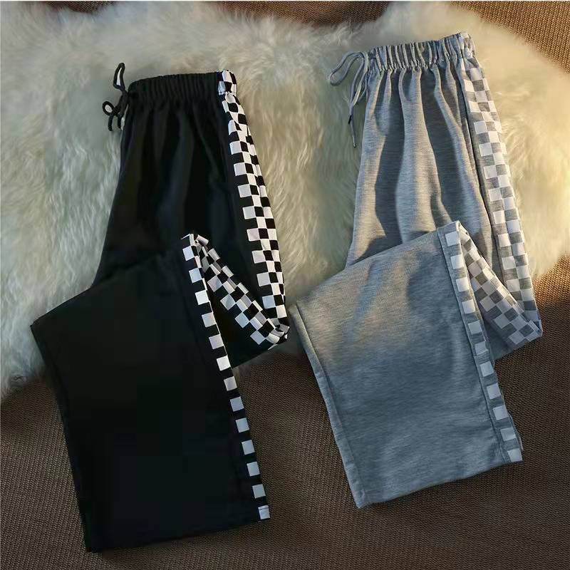 Quần Thể Thao Adidas Ống Rộng Phối Sọc Trắng Đen Phong Cách Hàn Quốc