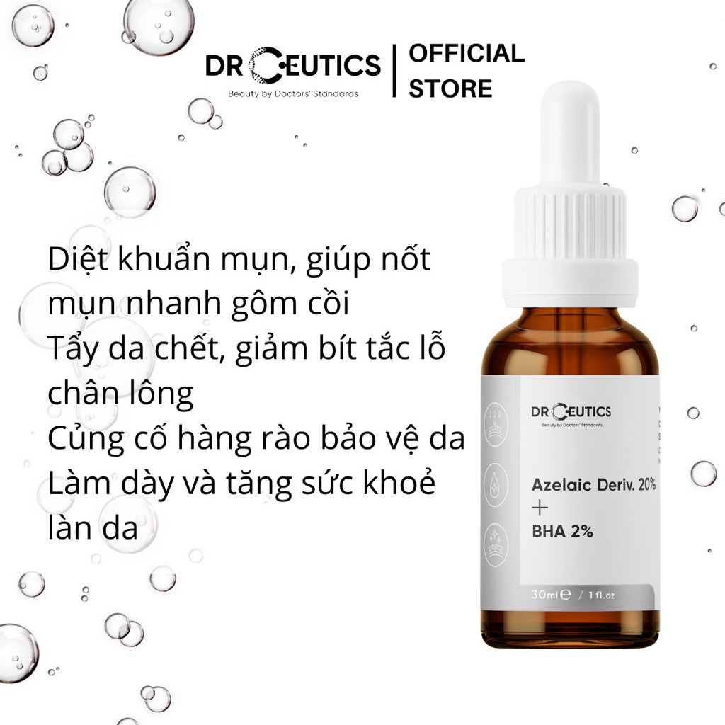 Tinh Chất Làm Giảm Mụn Mờ Thâm DrCeutics Azelaic Deriv 20% Và BHA 2%