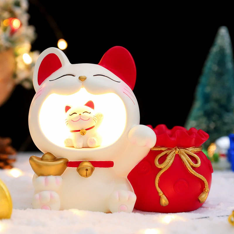 Ống Đựng Bút Hình Mèo Con Bằng Nhựa Resin Thủ Công Sáng Tạo Dành Cho Năm Mới