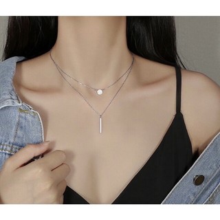 Dây chuyền Nmj đôi 2 tầng hình cún đáng yêu dây bi bạc 2 tầng dây hạt tròn Lê ki ma