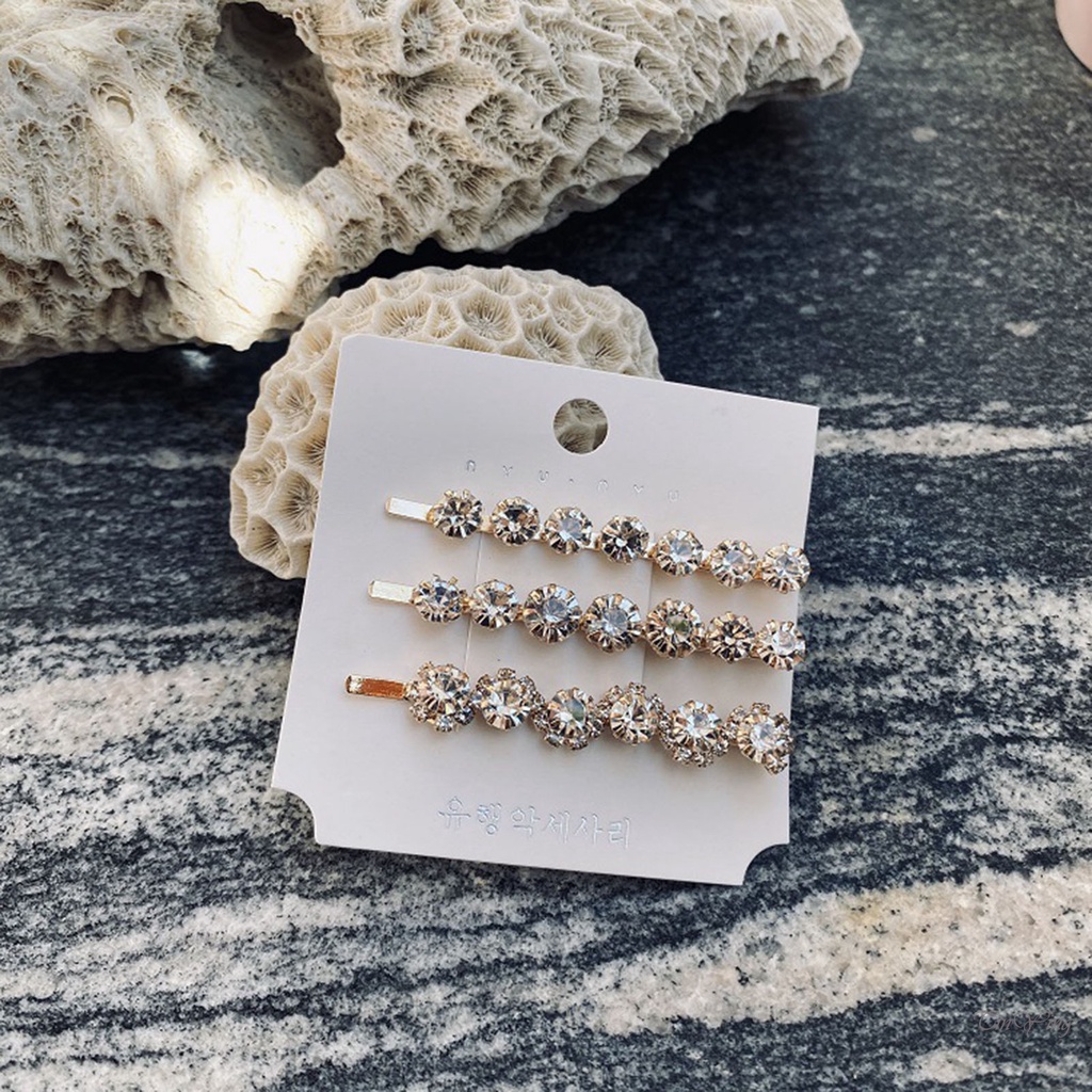 GETNOIVAS Set 3 Kẹp Tóc Đính Đá Phong Cách Hàn Quốc Cho Nữ