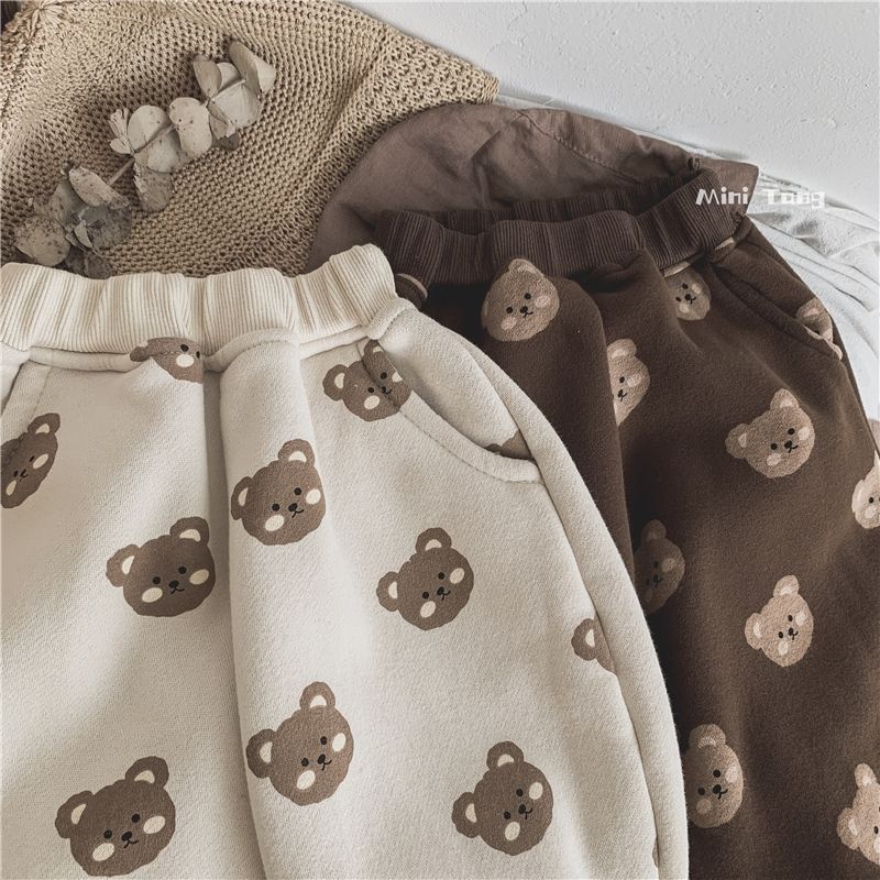 Quần Dài Thể Thao Vải Cotton Lót Lông Cừu Thời Trang Mùa Đông Cho Bé