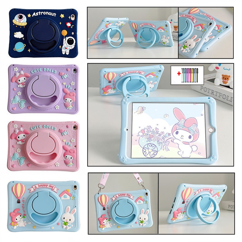 For iPad Mini 1 2 3 4 5 6 Air 2 3 4 5 9.7 2017/2018 Pro 10.5 10.9 11 7th/8th/9th/10th 10.2 2020/2021/2022 Cartoon Pattern Kids Case Stand Cover