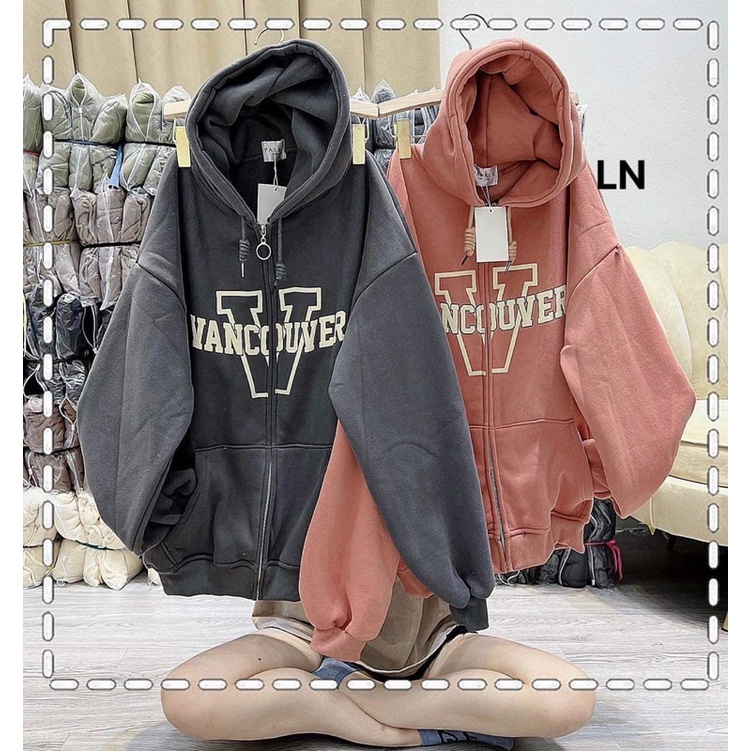 Áo khoác nỉ chữ V VanCo mũ 2 lớp TH6