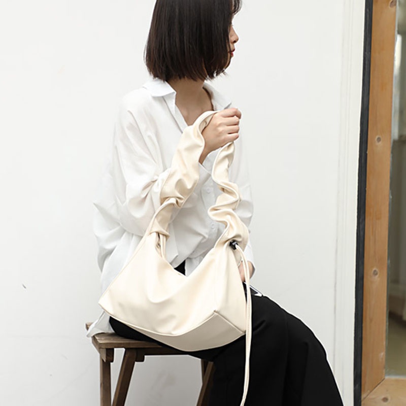 Túi Đeo Vai Bằng Da Mềm Màu Trơn Đơn Giản Thời Trang Phong Cách Hàn Quốc Cho Nữ