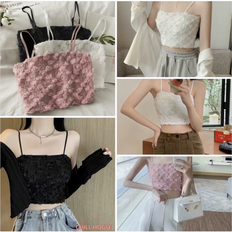 Áo Bra Nữ Ren Hoa Hồng Thêu Nổi 2 Dây Thun Lưng Co Giãn 568