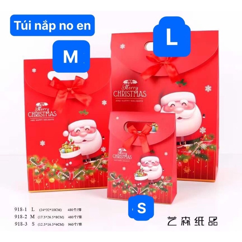 Túi Giấy Đựng Quà Giáng Sinh Noel Có Nắp