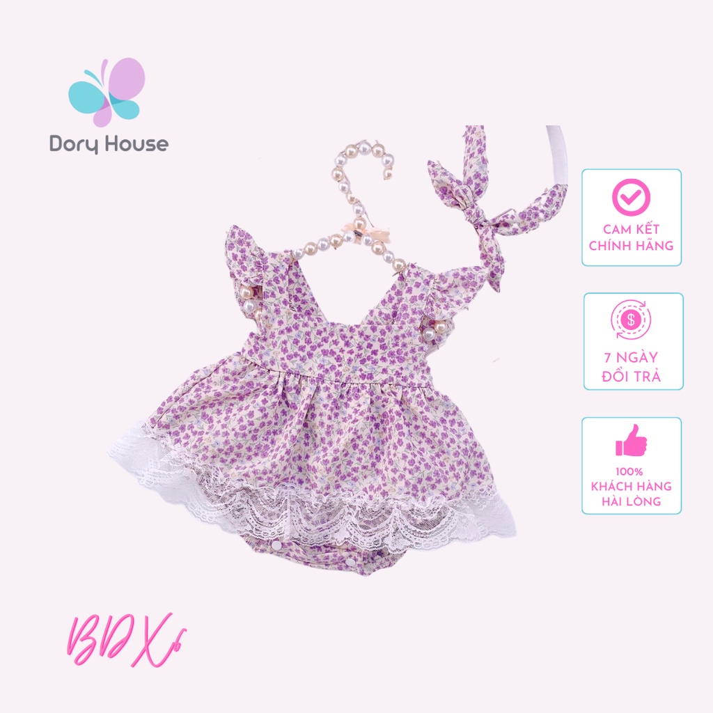 Body váy lụa tím phối ren Dory BDX6, Size 4-11kg, Mẫu mới 2022
