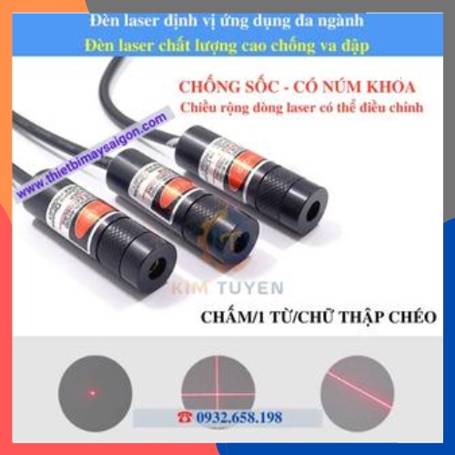 Đèn laser phi 12mm cho ngành may mặc tia thẳng, chữ thập, mô-đun laser điểm ánh sáng đỏ 5mW có điều chỉnh tiêu cự