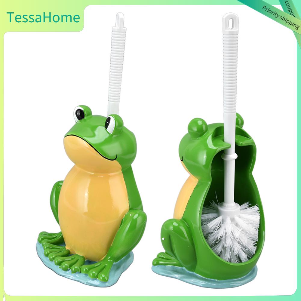 TessaHome Bàn chải nhà vệ sinh hình con ếch làm sạch phòng tắm sáng tạo với giá đỡ Bộ bàn đứng