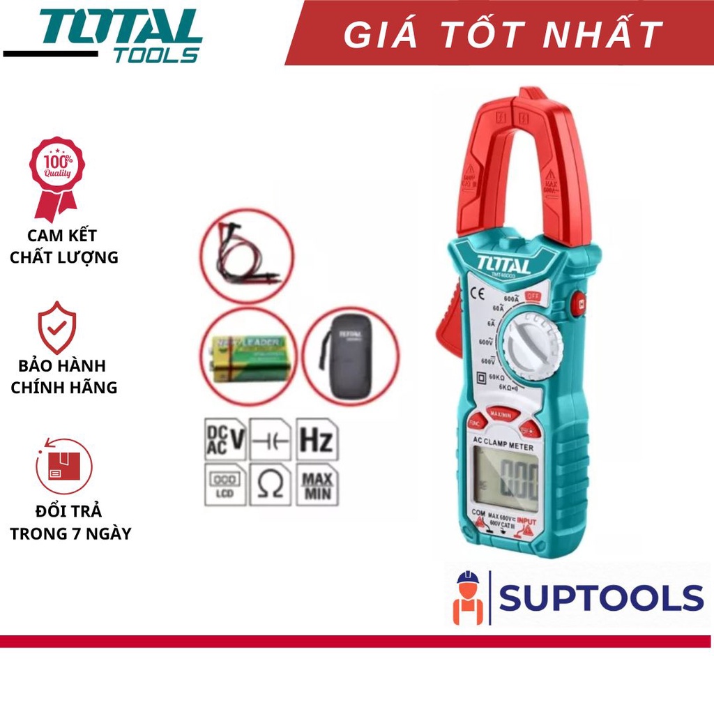 ĐỒ NGHỀ TOTAL Kềm đo AC kỹ thuật số TMT46003 (nâng cấp từ mã TMT46002) [Chính Hãng 100%]