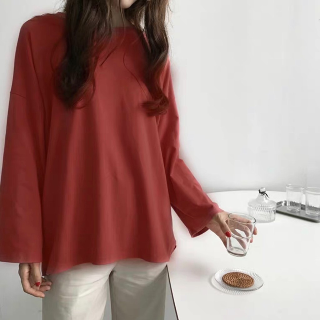Áo thun TAY DÀI TRƠN 6535 ❤️ Áo tay dài Unisex form rộng Freesize dành cho nam nữ Molly Fashion