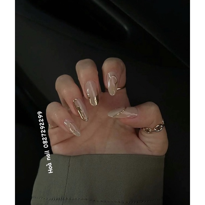 nailbox thiết kế fom tròn nhọn nền thạch vẽ tráng gương gel nổi