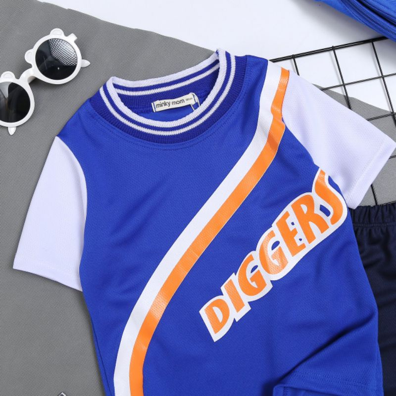 Đồ Bộ Thể Thao Ngắn Tay Bé Trai MINKY MOM Chất Liệu Thun Lỗ Thông Hơi Mềm Mịn BL01-digger