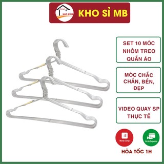 Móc treo quần áo nhôm bộ 10 chiếc, mắc quần áo nhôm cho trẻ em, người lớn kho sỉ mb